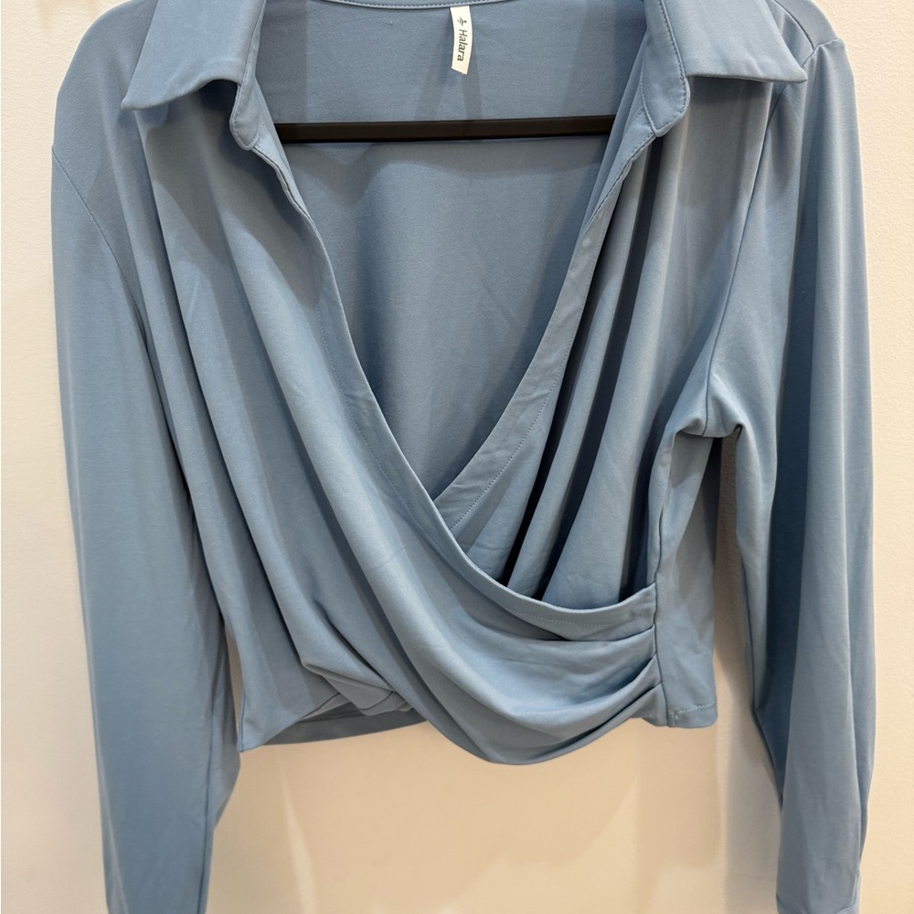 HALARA Light Blue Women's Wrap Top